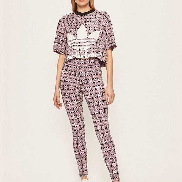 ADIDAS | Crop athletic trefoil geometric graphic tee pink purple - size medium - Picture 10 of 10